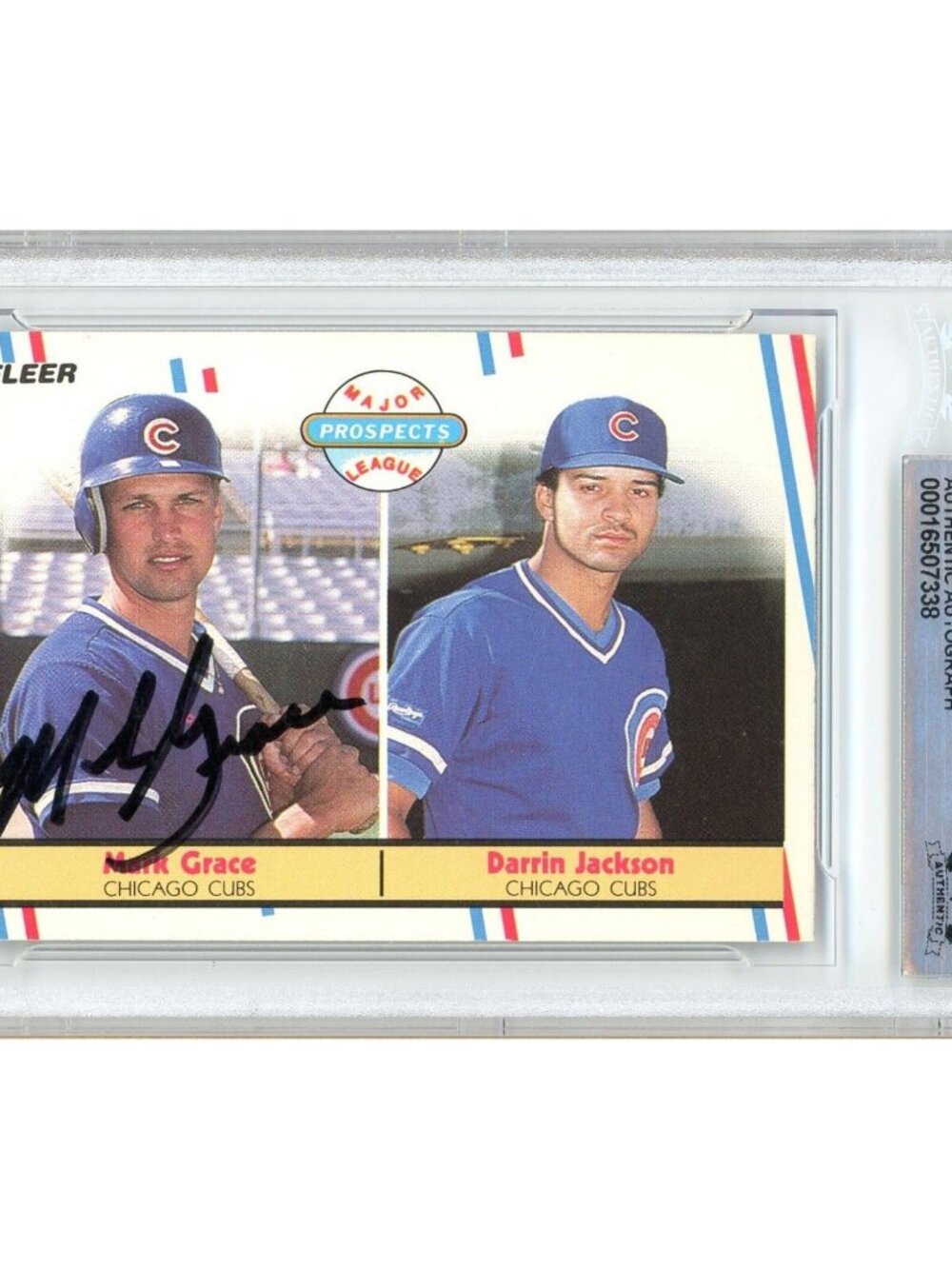 Mark Grace Signed 1988 Fleer #641 RC Chicago Cubs Beckett BAS Slab Auto MLB Card